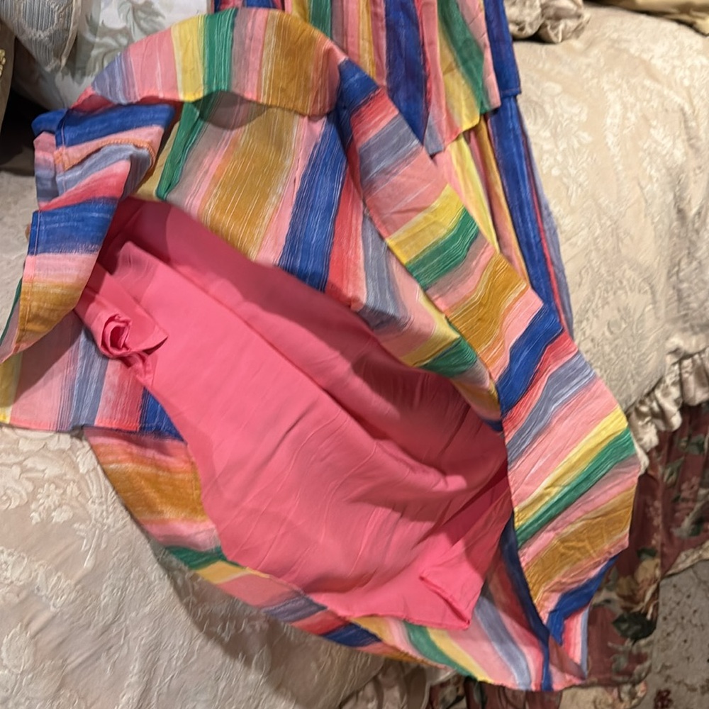 English Factory Pink Yellow Ruffled Tiered Maxi Dress - Picture 8 of 11